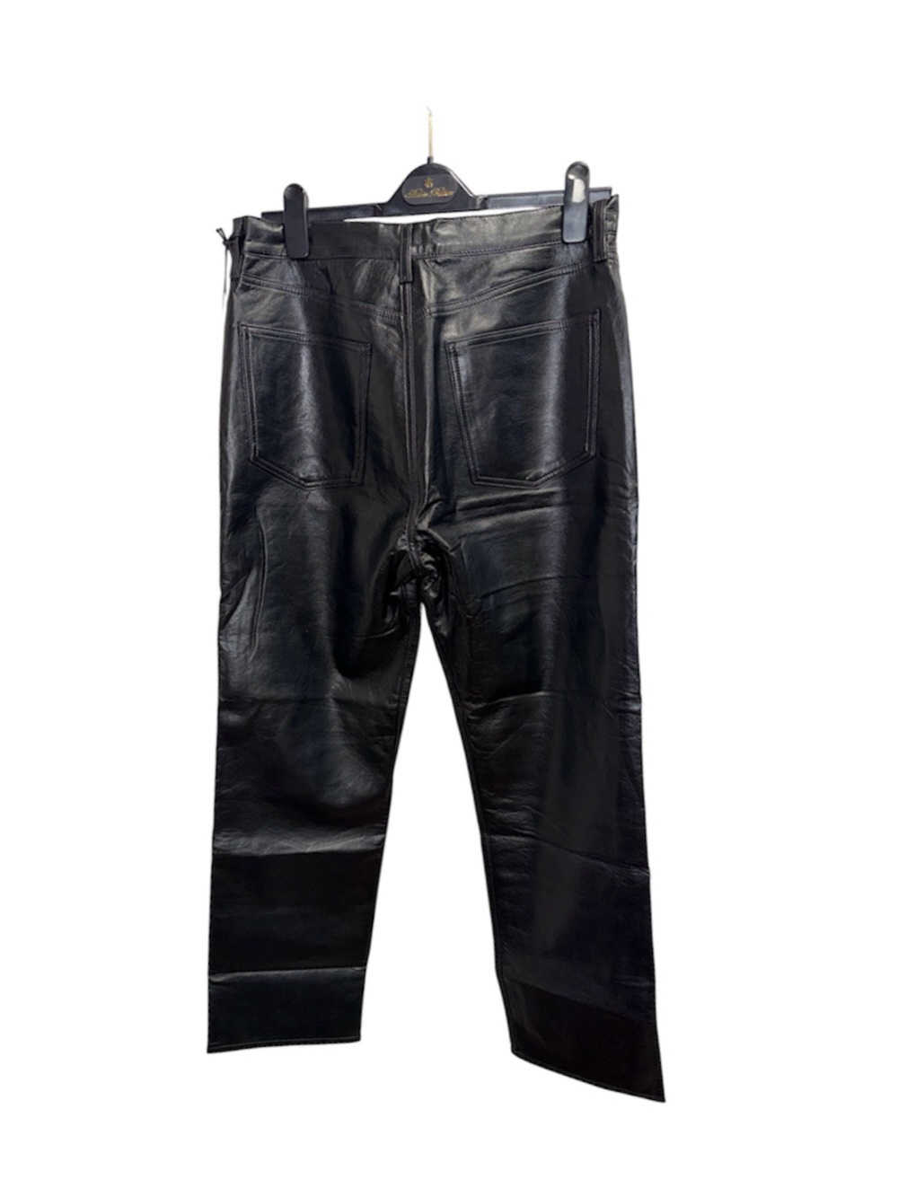 NWT Agolde Size 31 Black 90’s Pinch Waist Recycled Leather Pants Detox - Picture 4 of 9
